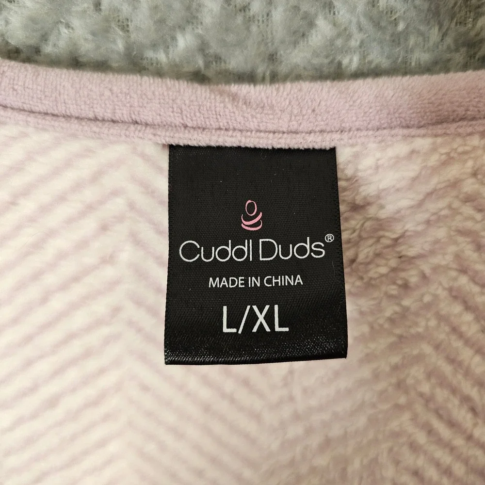 Cuddl Duds Mauve Plaid Fleece Wrap Poncho Oversized L/XL Open Front Side Buttons